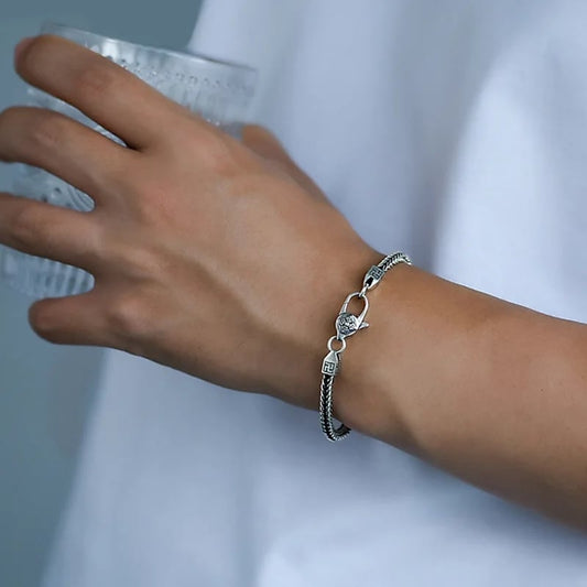 925 Sterling Silver Punk Retro Hip Hop Diamond Bracelet