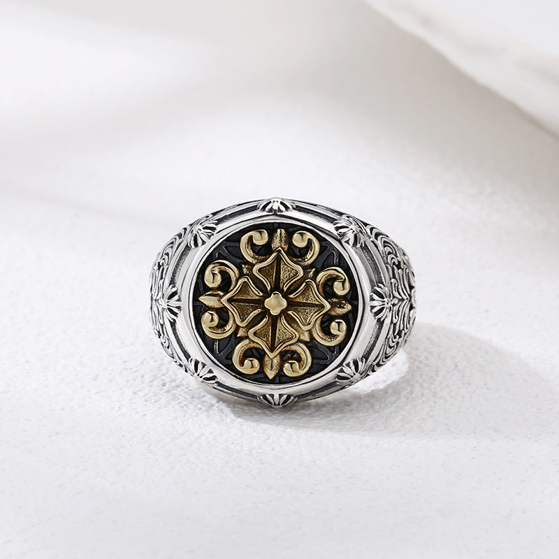 Sterling Silver Cross Pattern Ring - 925 Authentic Design