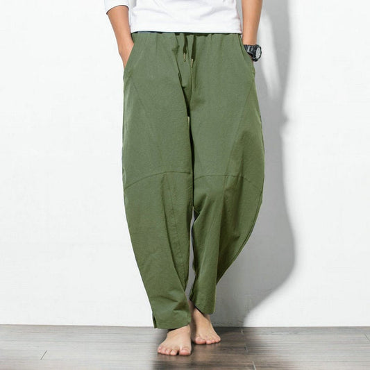 Cotton Linen Lace Hip-Hop Loose Fit Harem Pants