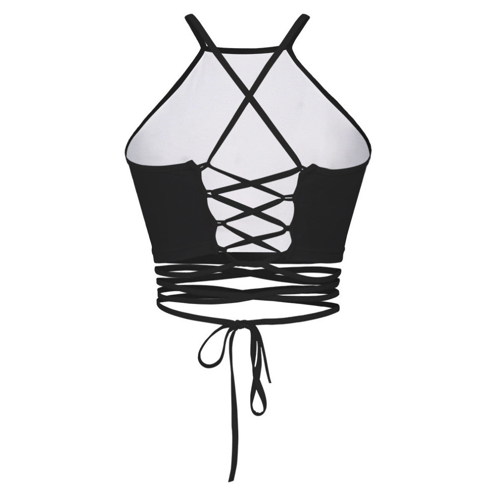 3D Ghost Hand Print Cropped Cami with Back Tie