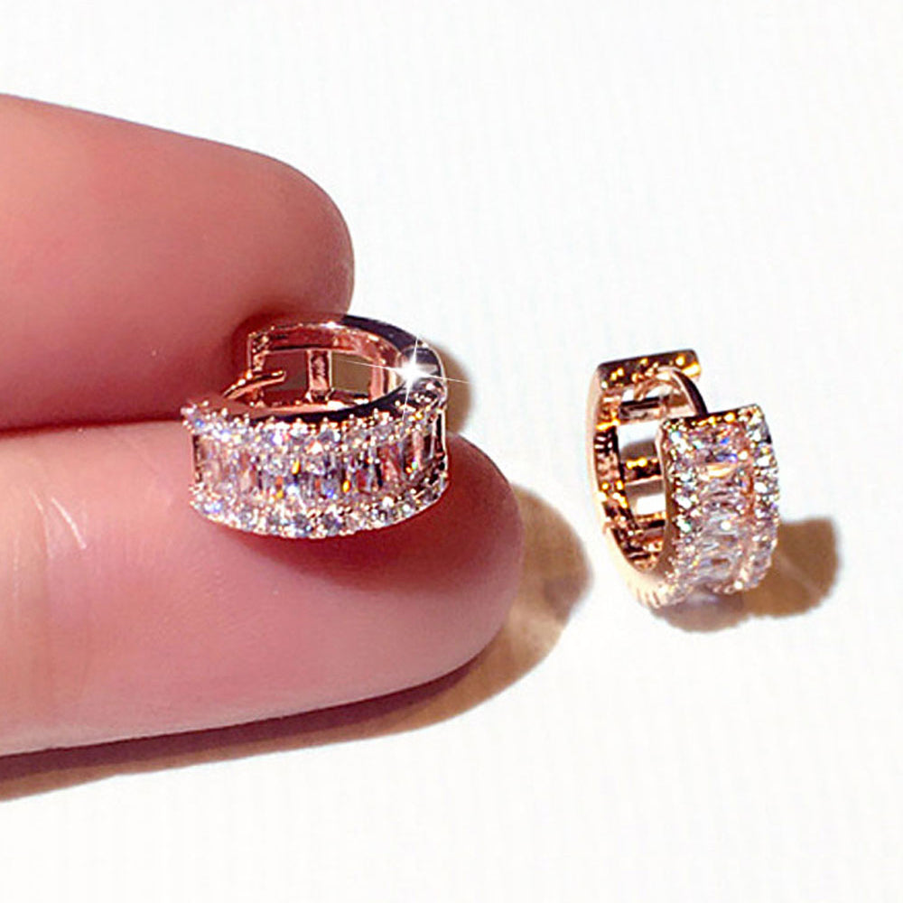 Simple Round Rhinestone Earrings for Women