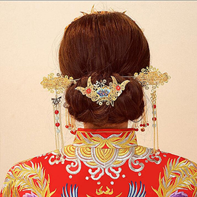 Golden Ancient Costume Hairpin, Hanfu Bride Accessory