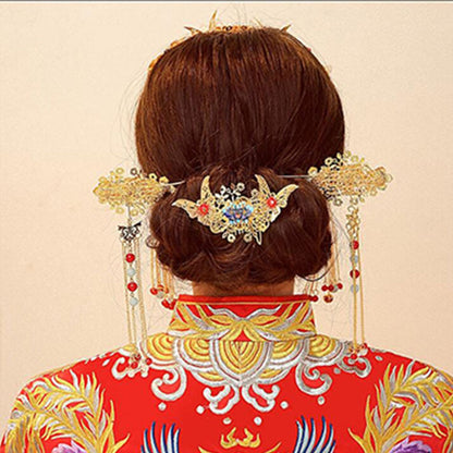 Golden Ancient Costume Hairpin, Hanfu Bride Accessory