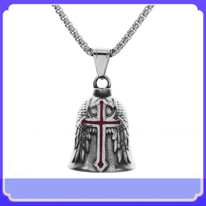 Punk Vintage Feather Wings Motorcycle Angel Bell Necklace