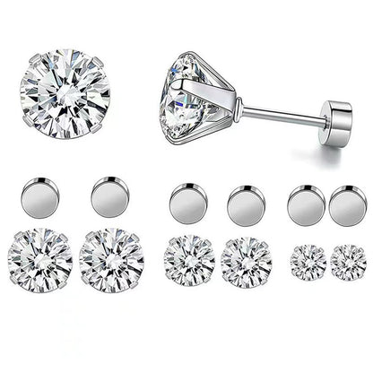 Stainless Steel 3A Zirconia Stud Earrings for Men/Women