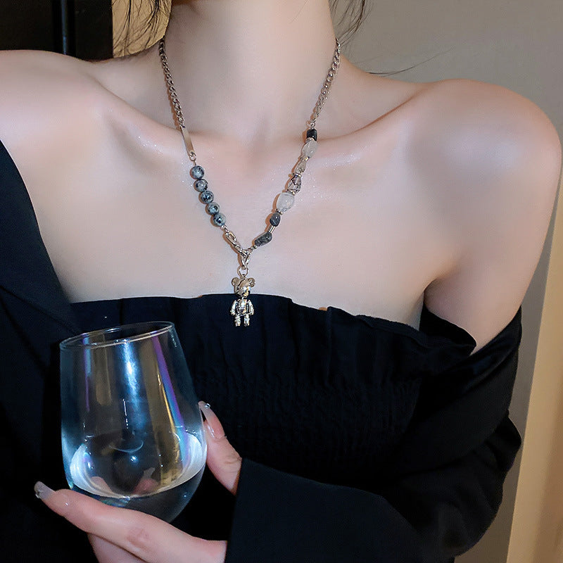 Unisex Double-Layer Cute Bear Alloy Party Necklace