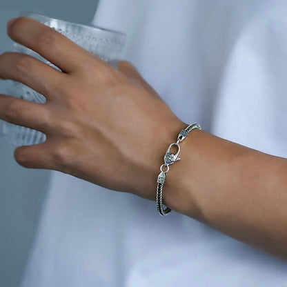 925 Sterling Silver Punk Retro Hip Hop Diamond Bracelet