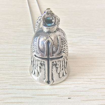Punk Vintage Feather Wings Motorcycle Angel Bell Necklace