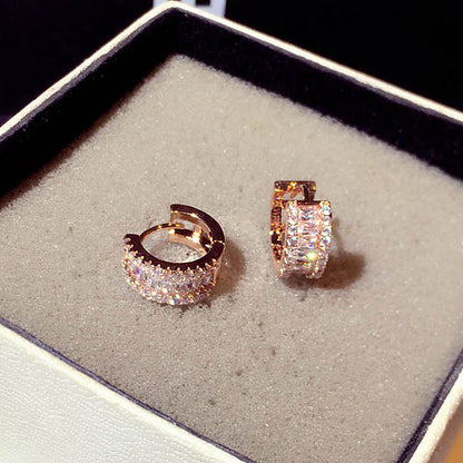 Simple Round Rhinestone Earrings for Women