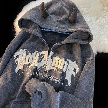 Lovely Devil Printed Hoodie for Girls