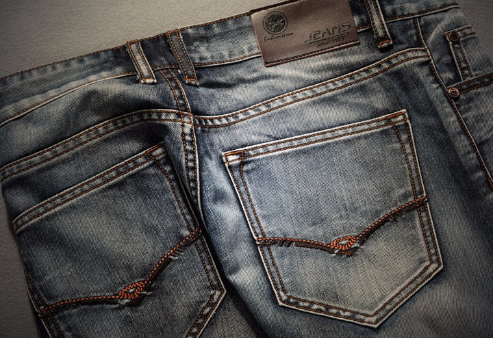 Classic Vintage Wash Long Denim Jeans in Grey