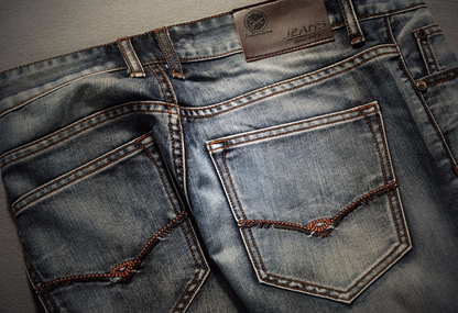 Classic Vintage Wash Long Denim Jeans in Grey