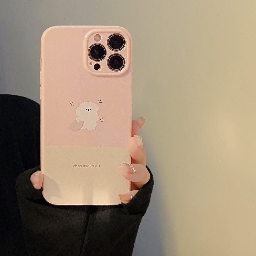 Pink Dog Pillow & Rabbit Case for iPhone 14/13/12/11