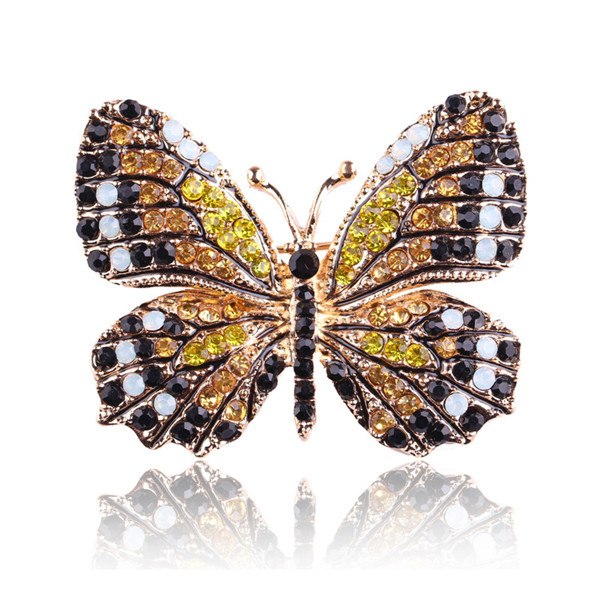 Colorful Rhinestone Alloy Butterfly Brooch Accessory