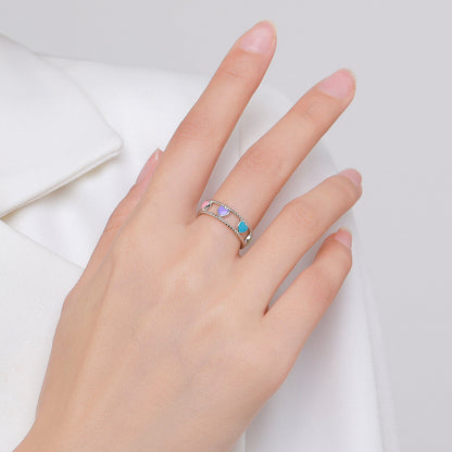 Japanese Korean Epoxy Hollow Heart Ring for Women