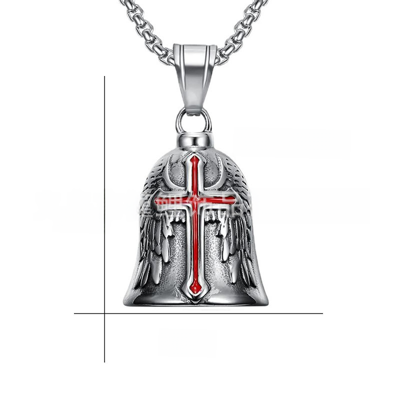 Punk Vintage Feather Wings Motorcycle Angel Bell Necklace