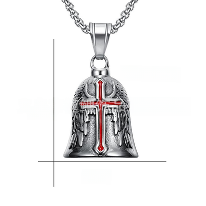 Punk Vintage Feather Wings Motorcycle Angel Bell Necklace