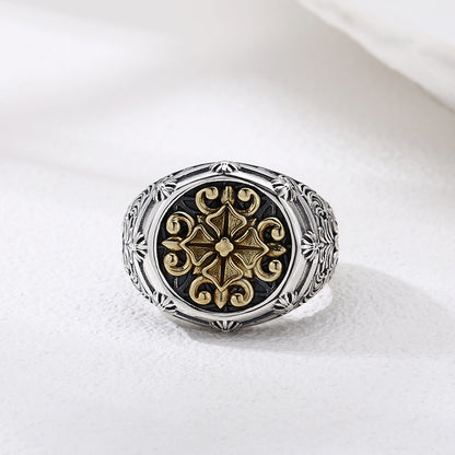 Sterling Silver Cross Pattern Ring - 925 Authentic Design