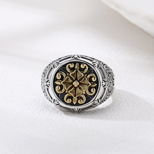 Sterling Silver Cross Pattern Ring - 925 Authentic Design