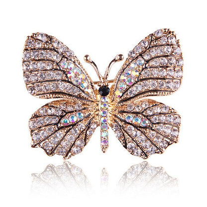 Colorful Rhinestone Alloy Butterfly Brooch Accessory