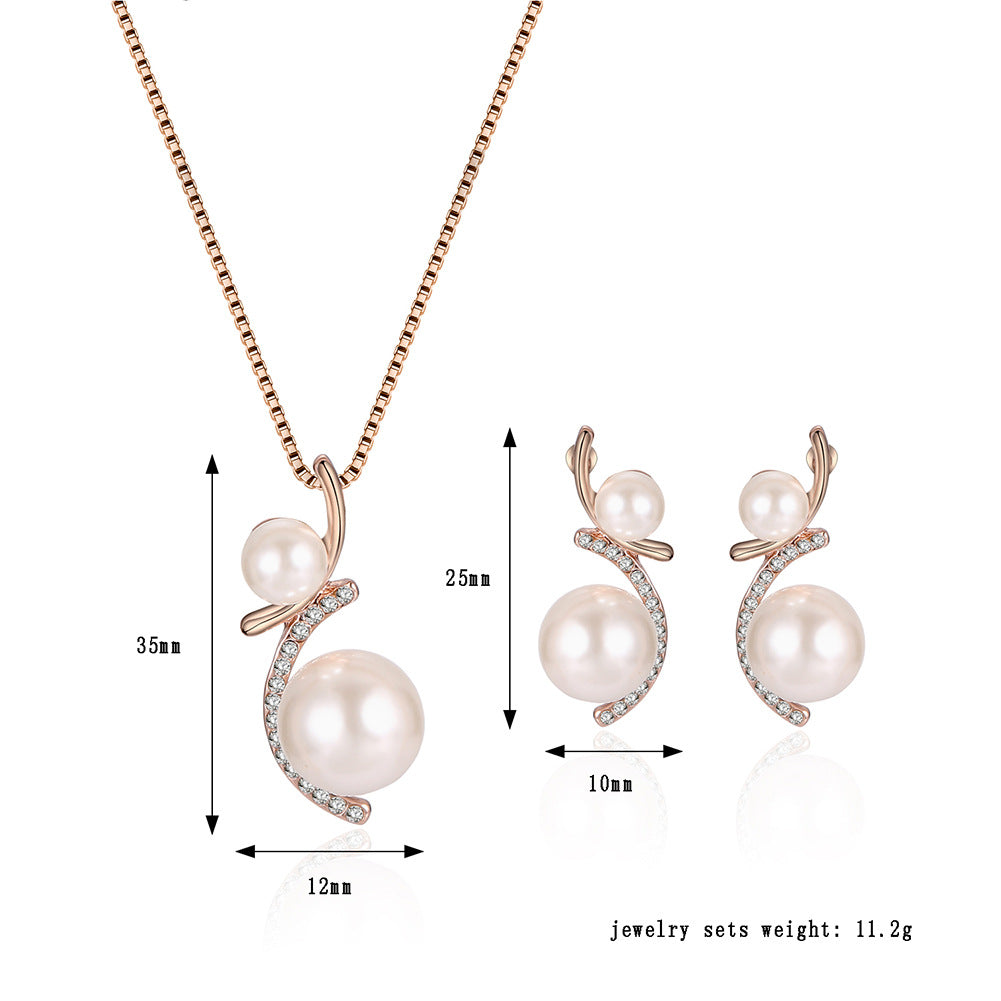 Fashion Pearl Necklace and Earring Set for Brides