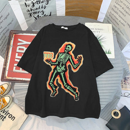 Women's Gothic Punk Skull Short Sleeve T-Shirt