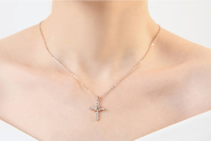 Fashion Cross Pendant Necklace with Zirconia Accents