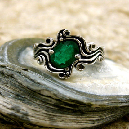 Green Gem Engagement Ring - Popular Cross-Border Jewelry