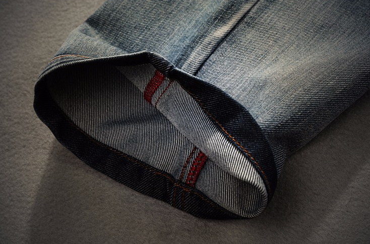 Classic Vintage Wash Long Denim Jeans in Grey
