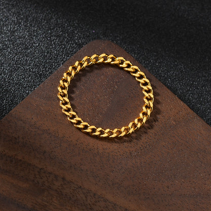 Gold Soft Chain Titanium Steel Ring for Women