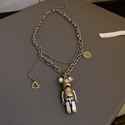Unisex Double-Layer Cute Bear Alloy Party Necklace