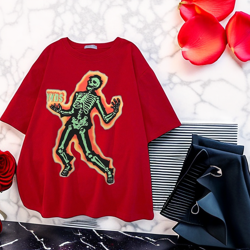 Women's Gothic Punk Skull Short Sleeve T-Shirt