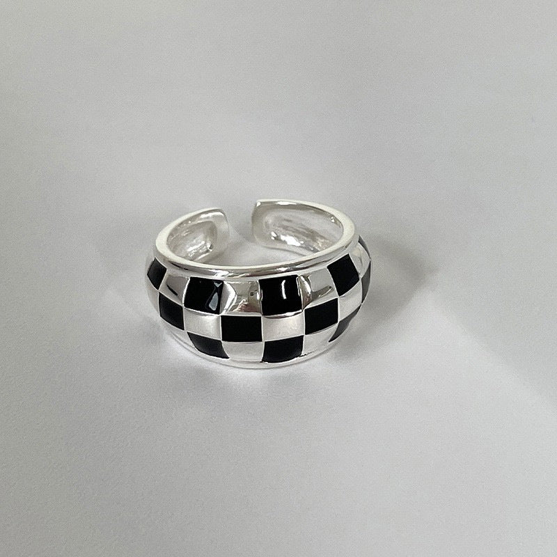 Plaid Women's Retro Striped Open Ring for Hip Hop Style