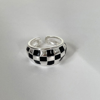 Plaid Women's Retro Striped Open Ring for Hip Hop Style