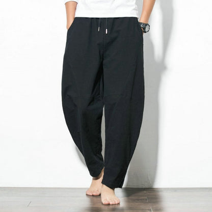 Cotton Linen Lace Hip-Hop Loose Fit Harem Pants