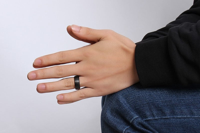8MM Brushed Tungsten Ring for Men - Black and Gold