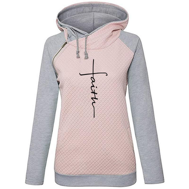 Embroidered Sweatshirt with Zipper, Women's Jacket