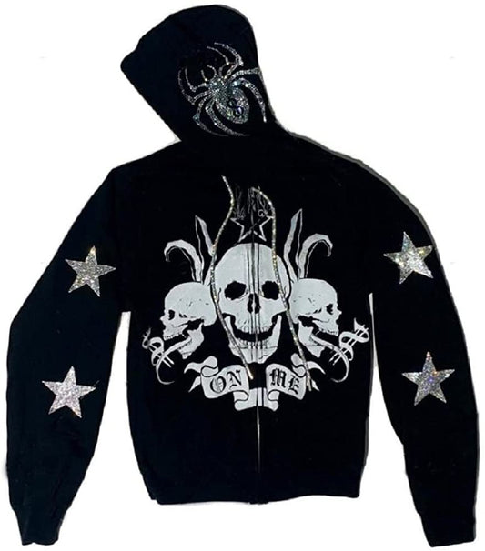 Oversized Brown Print Hooded Sweatshirt