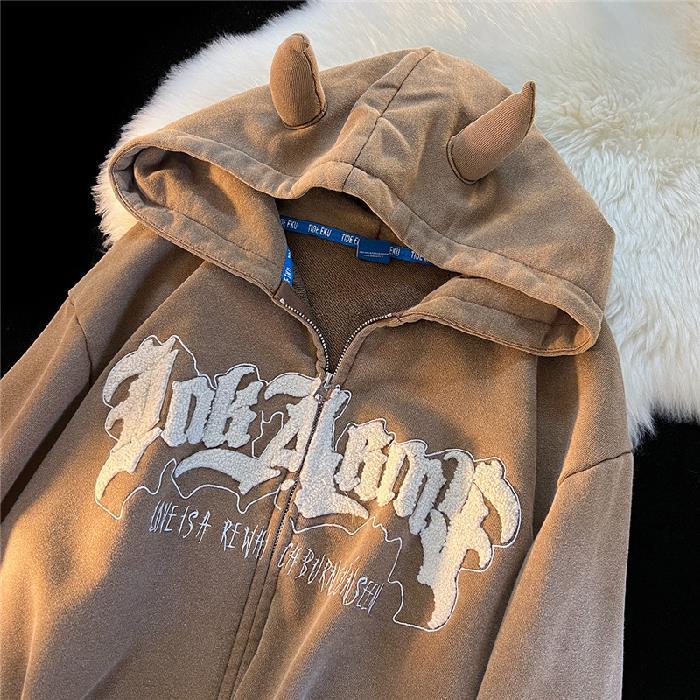 Lovely Devil Printed Hoodie for Girls