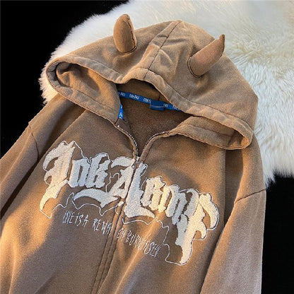 Lovely Devil Printed Hoodie for Girls