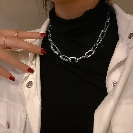 Men's Thick Chain Necklace with Diamond Embedding
