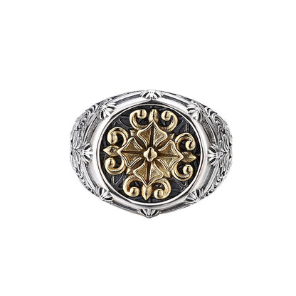 Sterling Silver Cross Pattern Ring - 925 Authentic Design