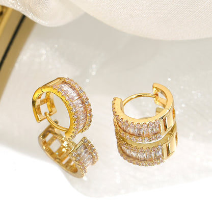 Simple Round Rhinestone Earrings for Women