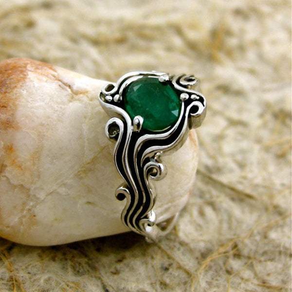 Green Gem Engagement Ring - Popular Cross-Border Jewelry