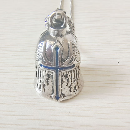 Punk Vintage Feather Wings Motorcycle Angel Bell Necklace