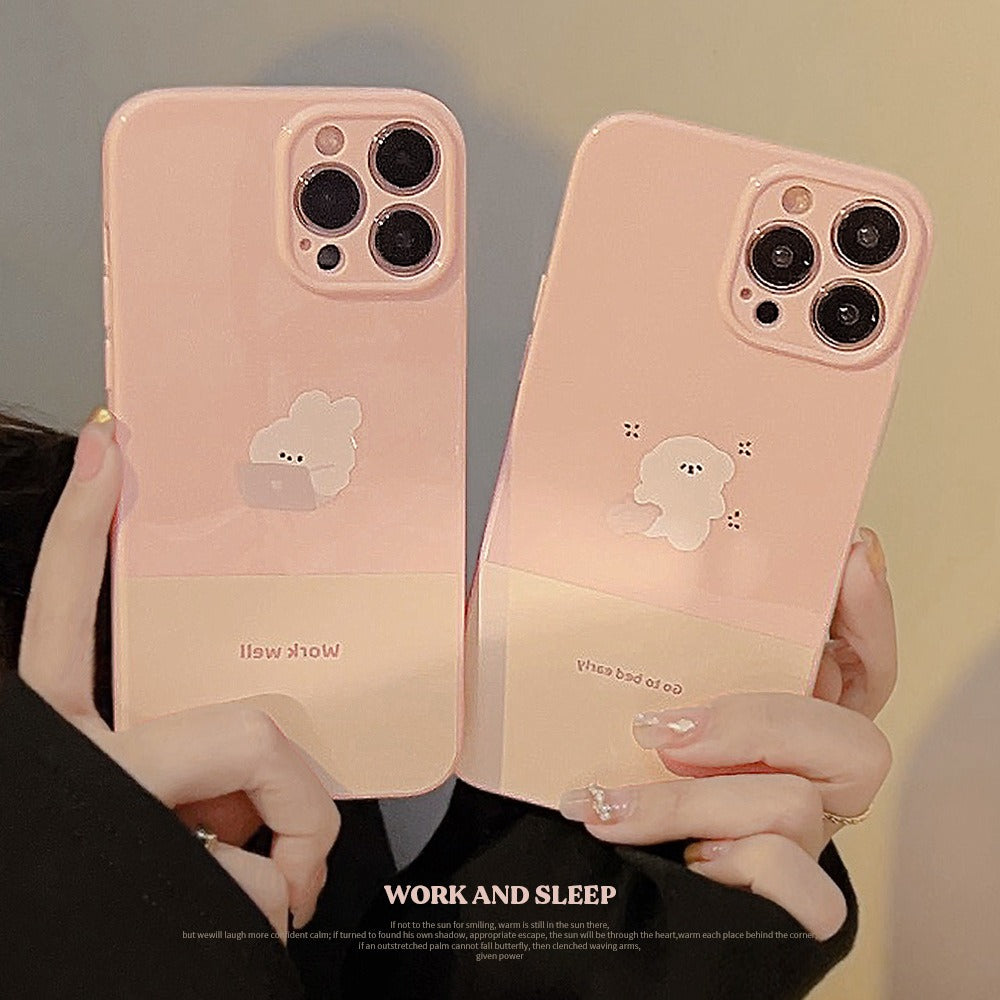 Pink Dog Pillow & Rabbit Case for iPhone 14/13/12/11