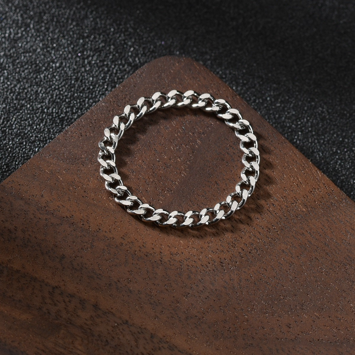 Gold Soft Chain Titanium Steel Ring for Women