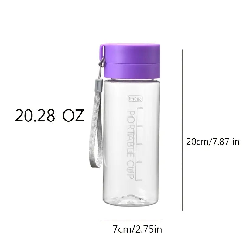 Portable 20.28oz Plastic Water Cup, Simple & Clear