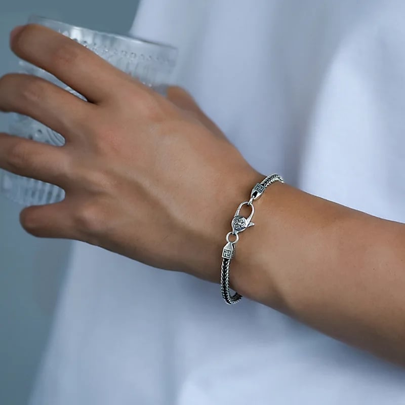 925 Sterling Silver Punk Retro Hip Hop Diamond Bracelet