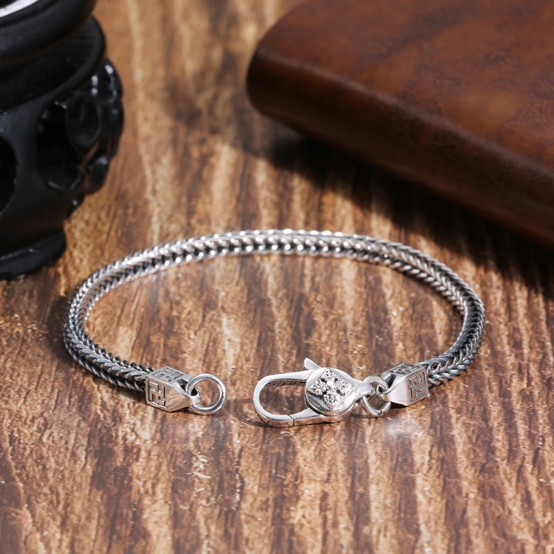 925 Sterling Silver Punk Retro Hip Hop Diamond Bracelet